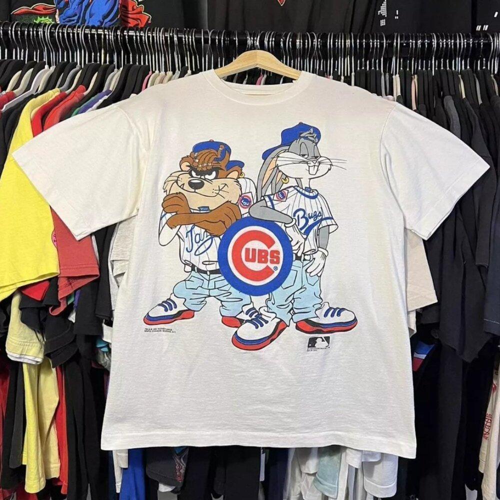 Chicago Cubs Looney Tunes Taz Graphic White Shirt